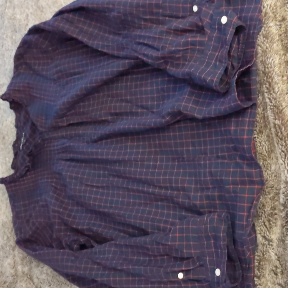 EUC J.Crew Factory navy and red plaid shirt